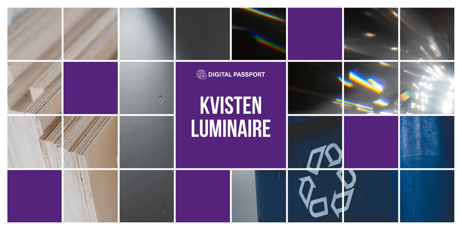 Collage of images relating to product, close up of plywood, light reflections and recycle symbol