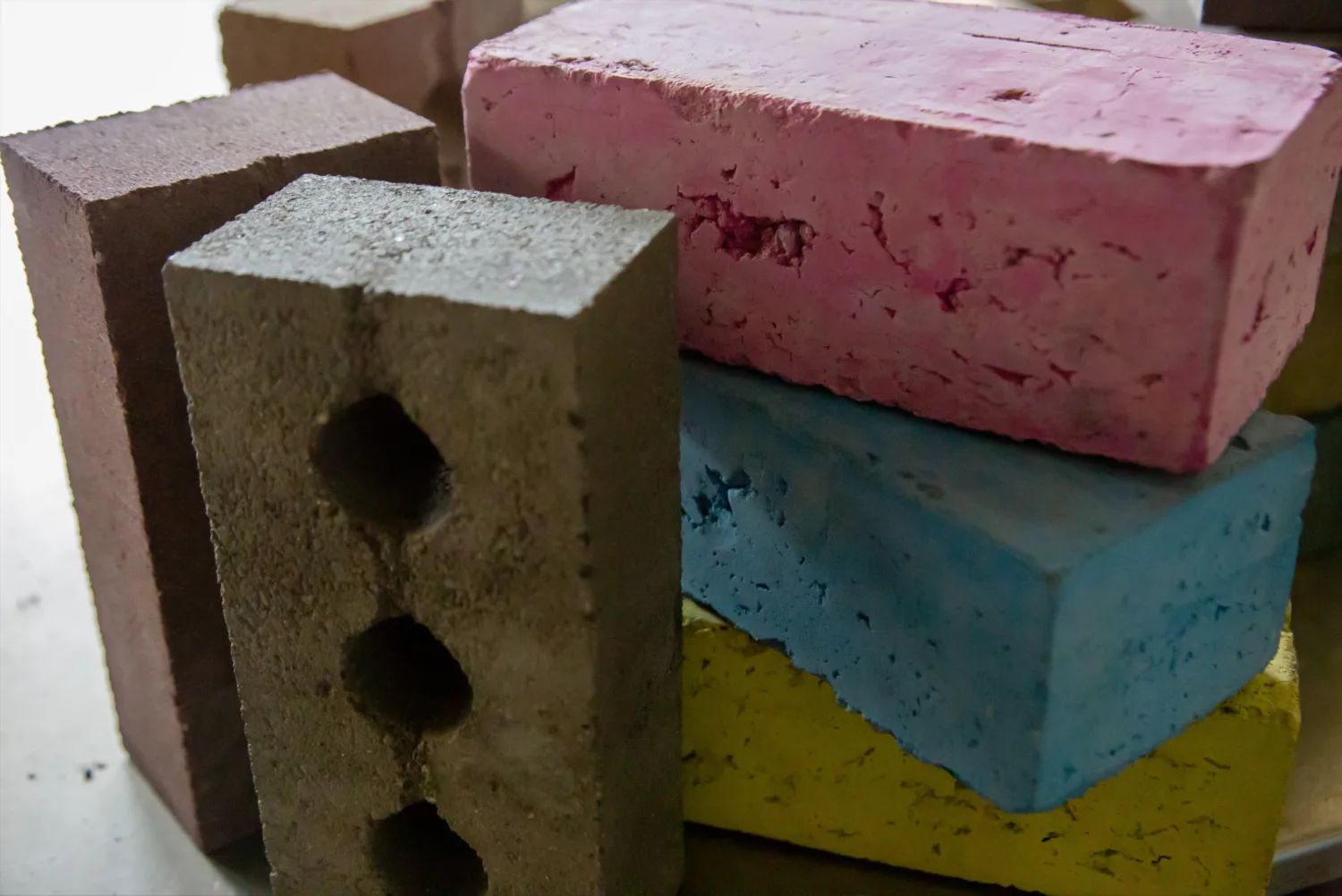 A pile of colourful bricks