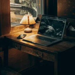 Laptop on an old fashioned desk