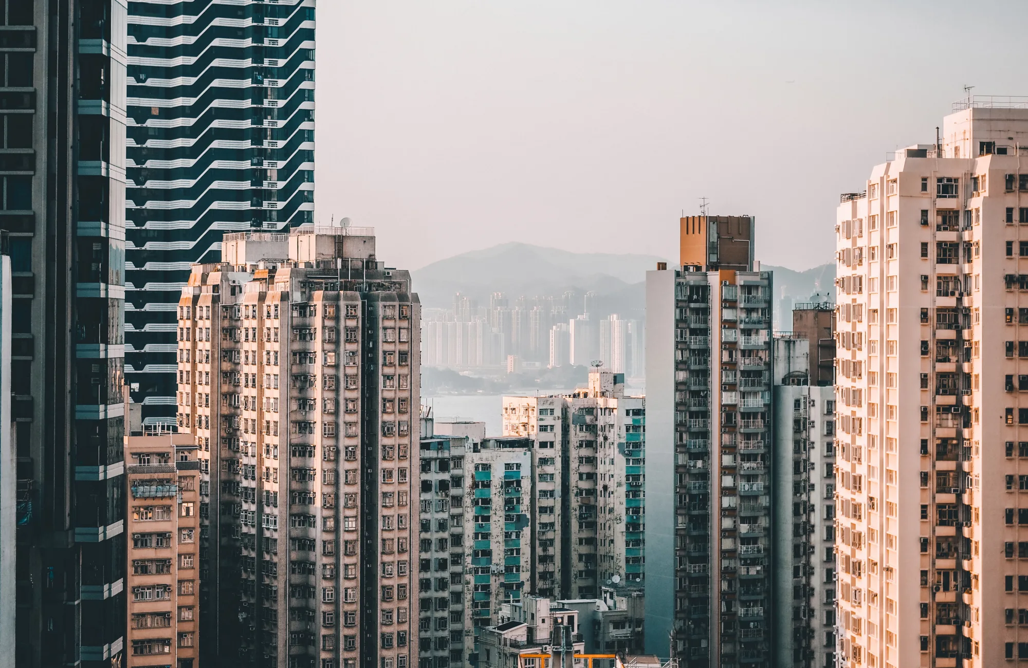 Hong Kong Skyline showing old buildings