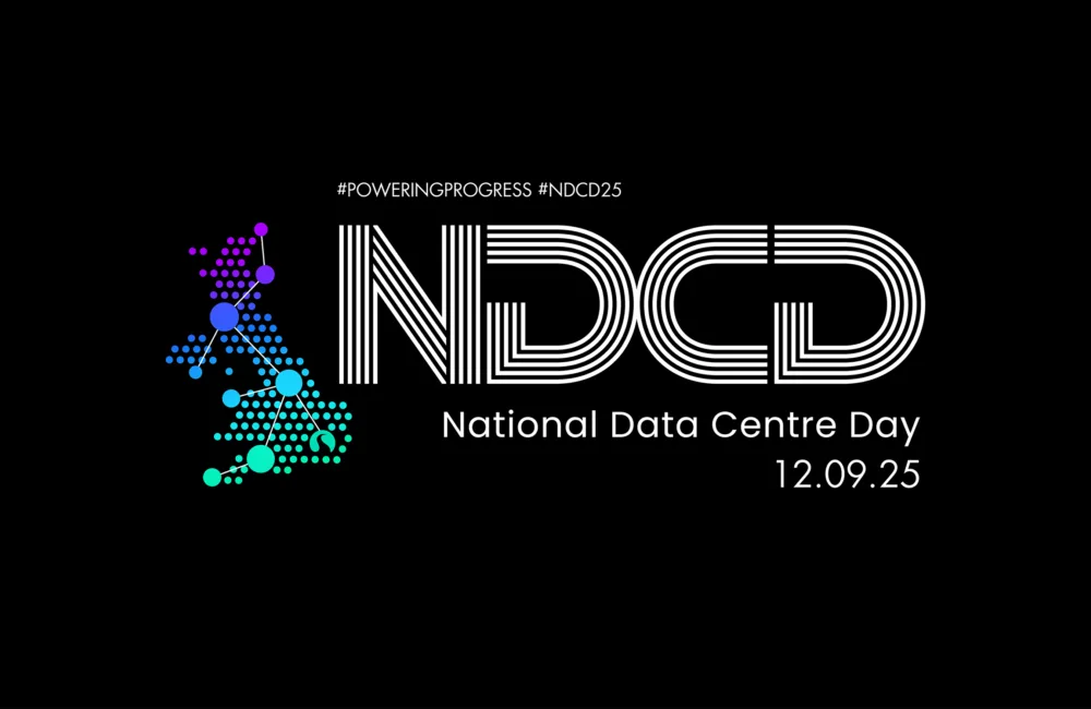 NDCD National Data Centre Day Logo, with a dotted coloured UK map and the date 12.09.25 on a black background.