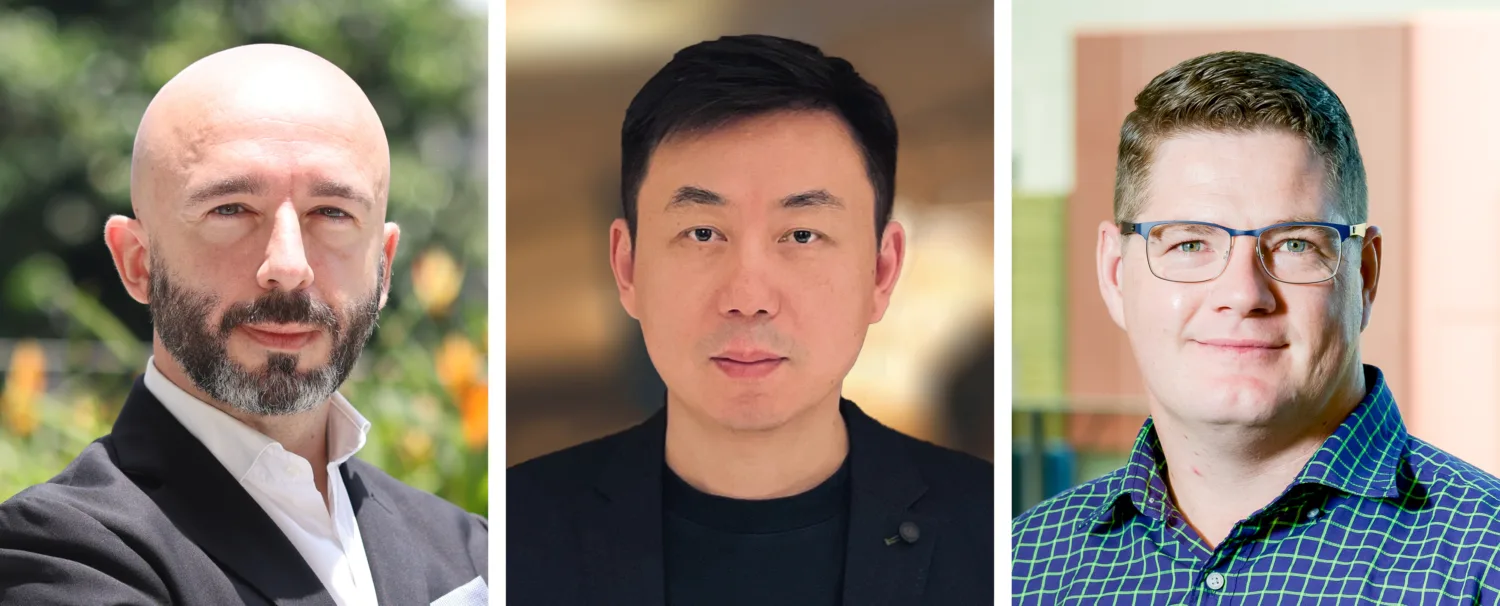 An image collage of Alex Saez, Dong Chen, and David Collins