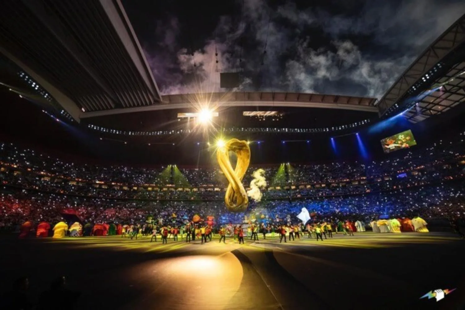Opening Ceremony of the 2022 FIFA World Cup with the official emblem