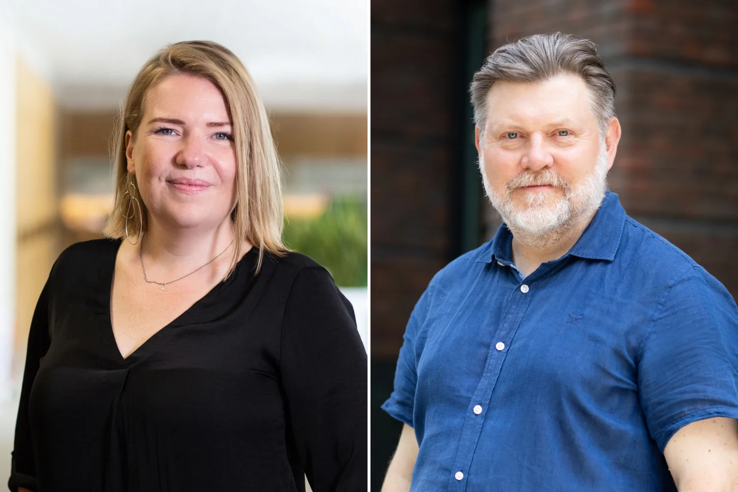 A collage of Barbara Sacha and Malcolm Howe's headshots