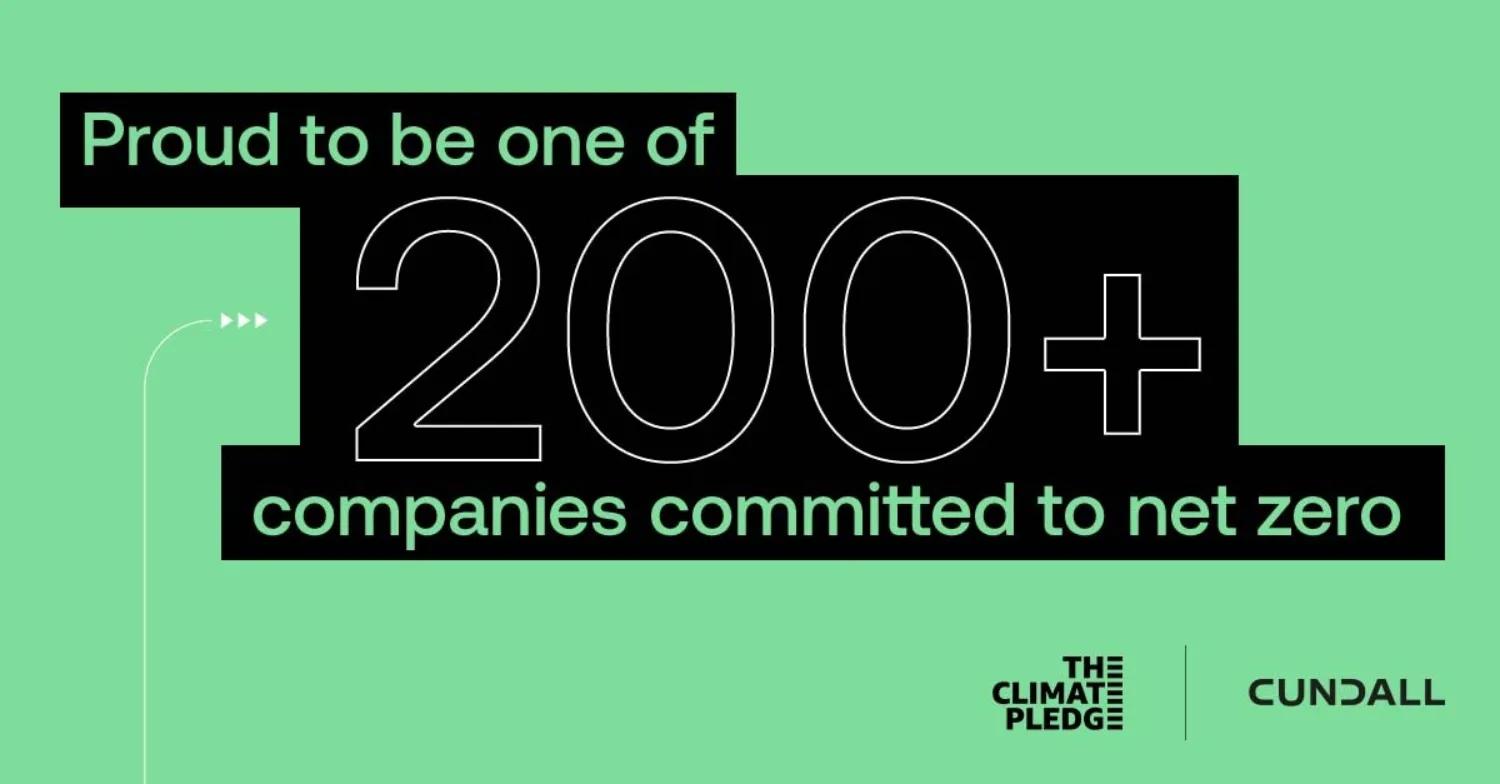 graphic stating - proud to be one of the 200+ companies committed to net zero