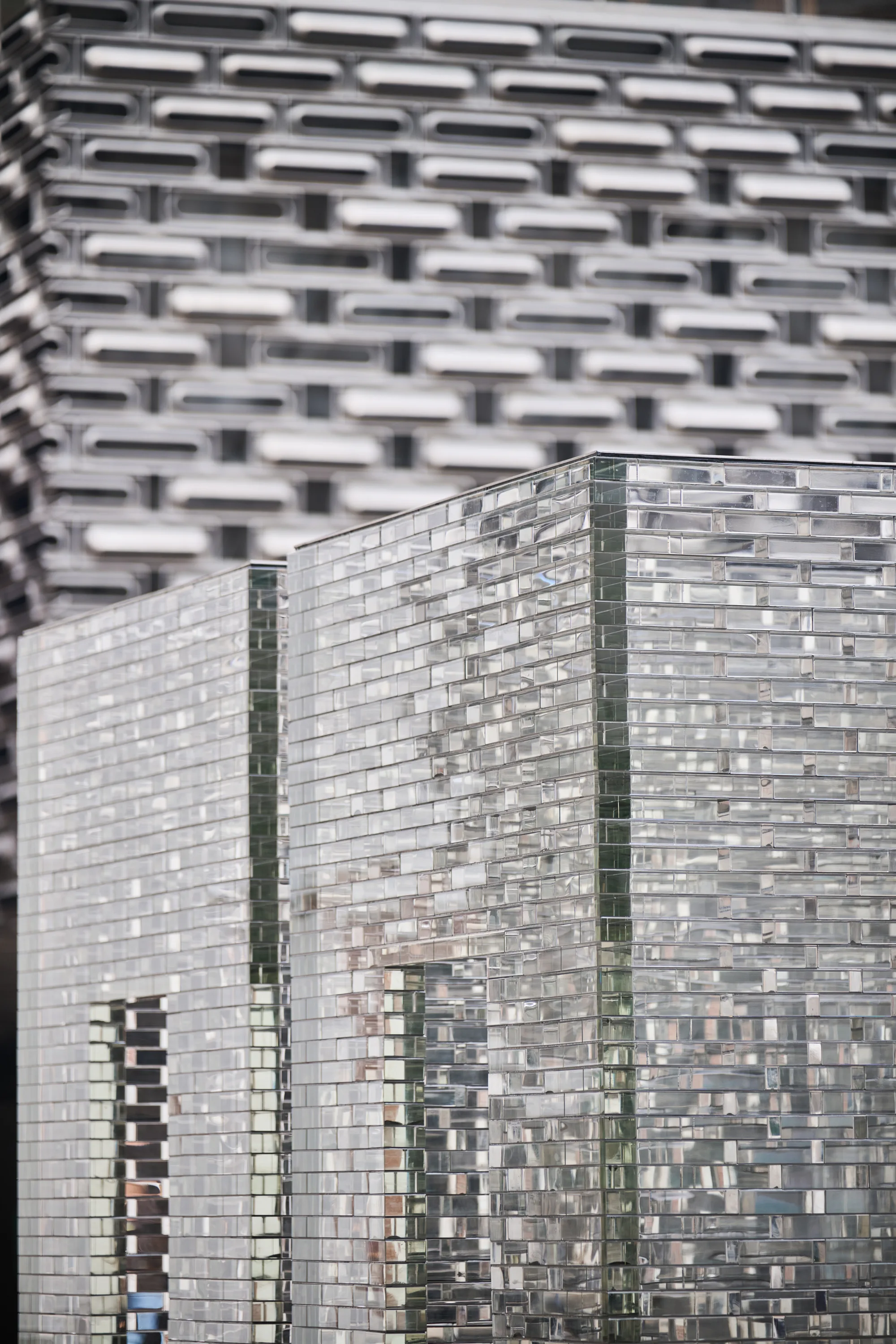 Close up photo of glass sculpture installation by artist Alicja Kwade