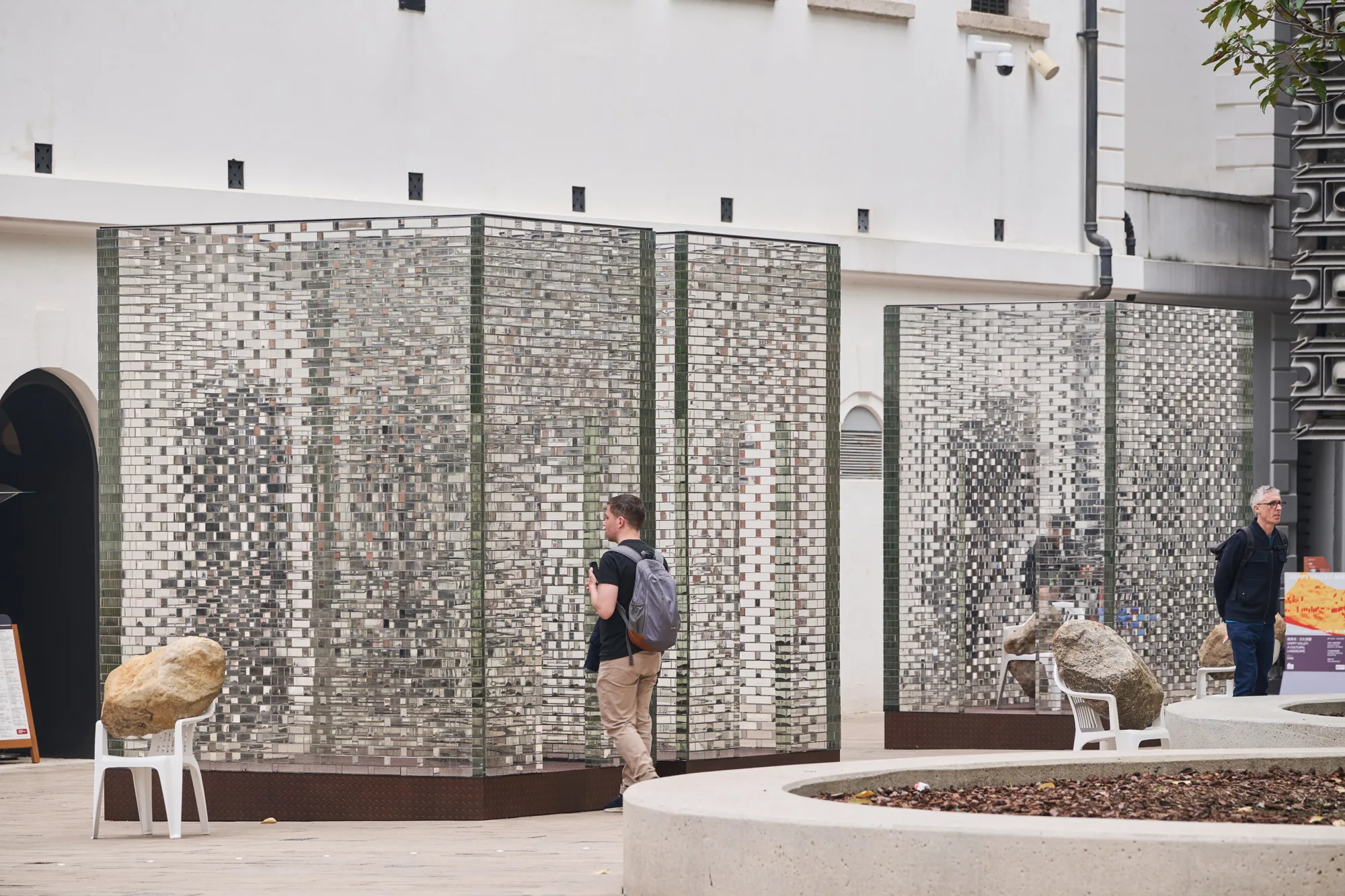 Artist Alicja Kwade's glass sculpture installation on a public space