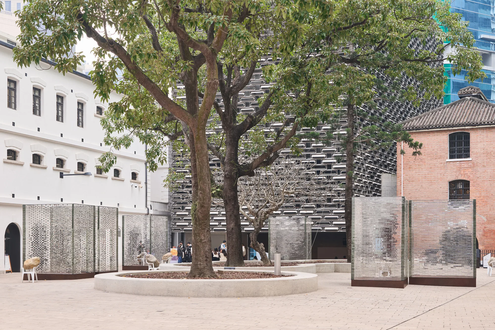 Artist Alicja Kwade's glass sculpture installation on a public space