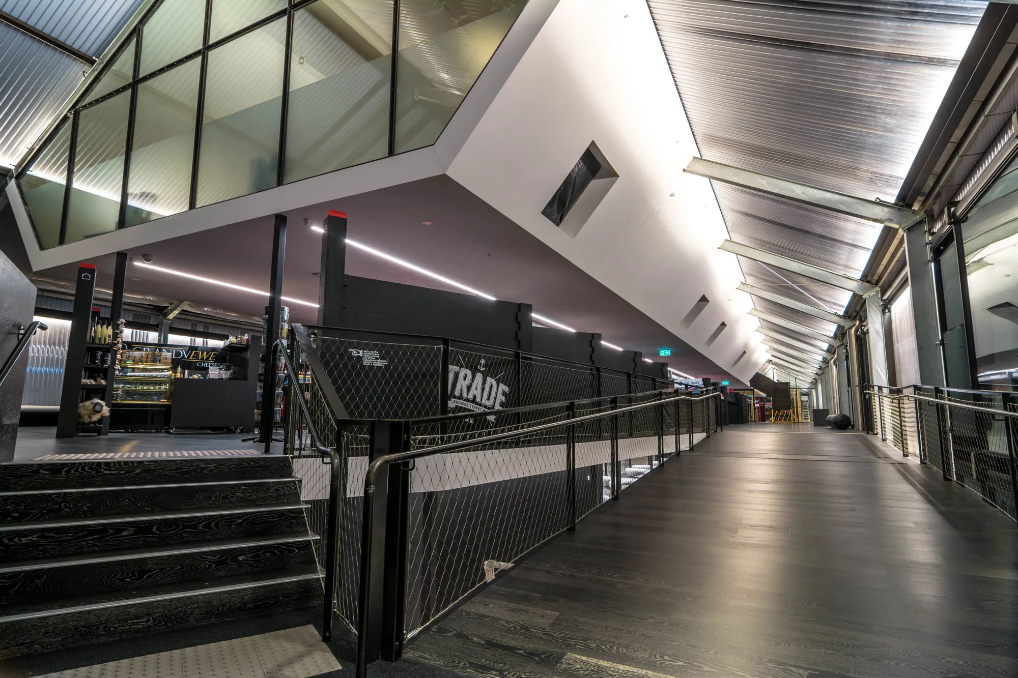 Interior image of the floating terminal building at Brooke Street Pier