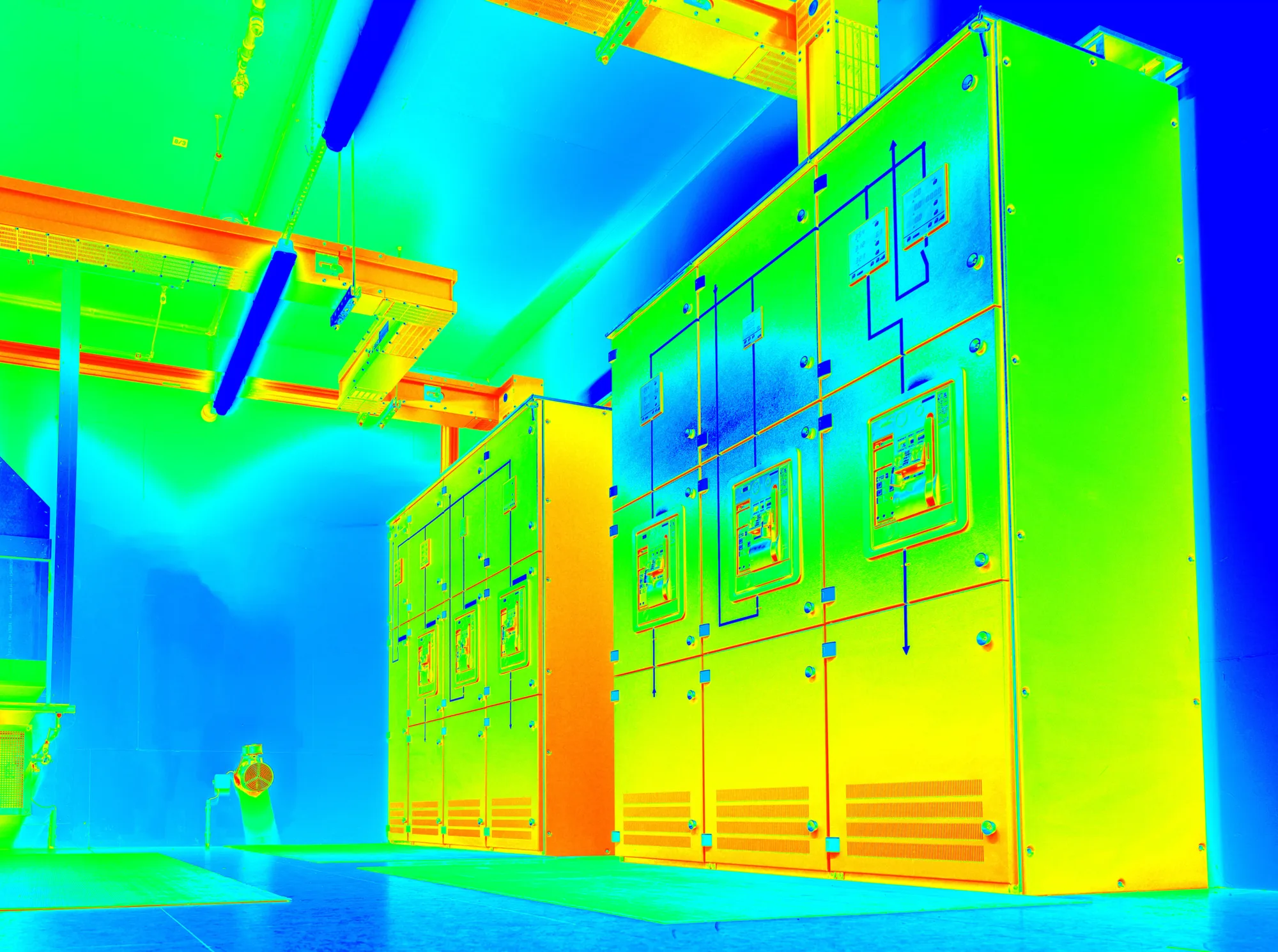 Thermal image of control units in data centre