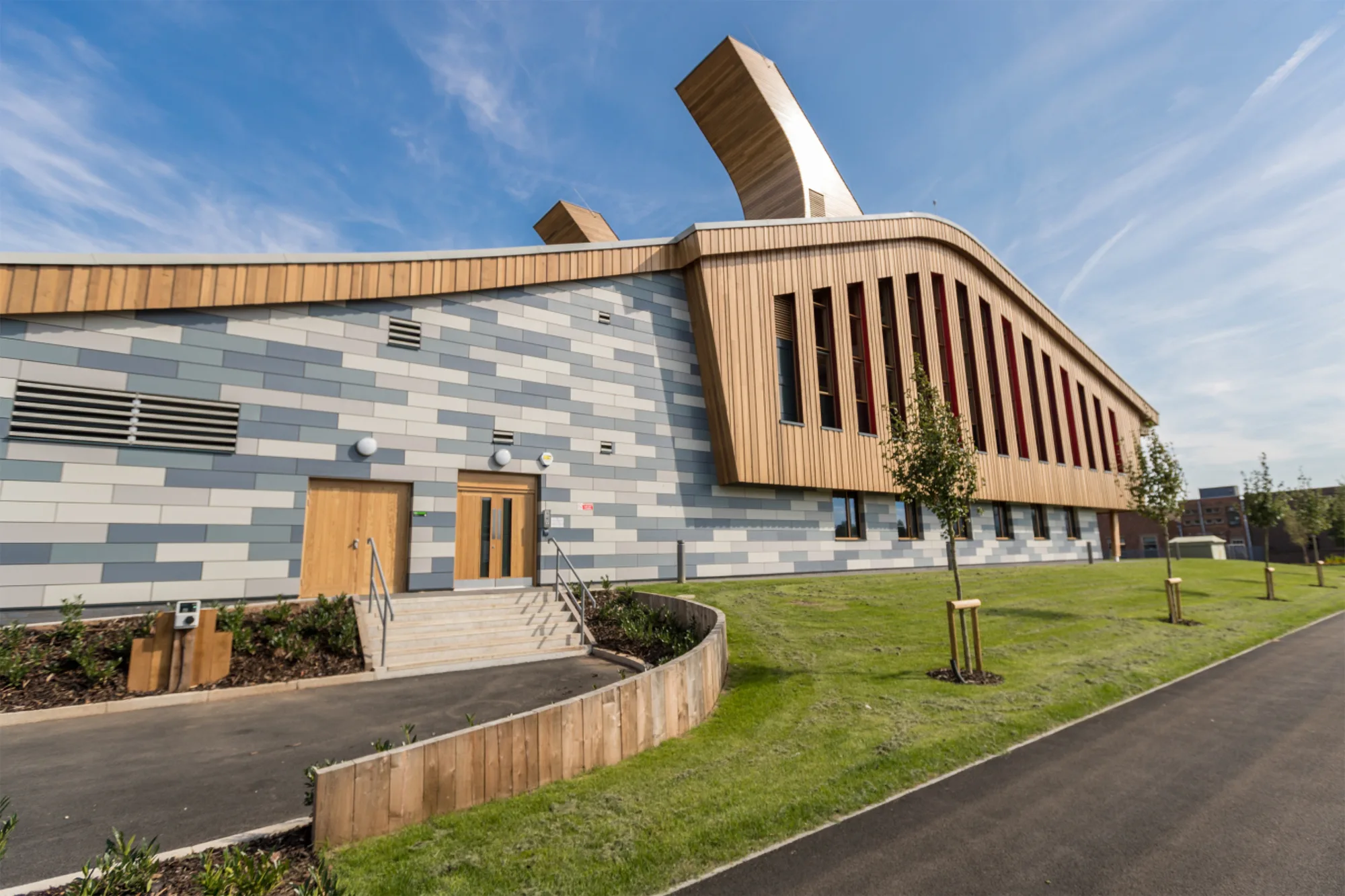 Exterior side profile of the GSK Carbon Neutral Laboratories for Sustainable Chemistry
