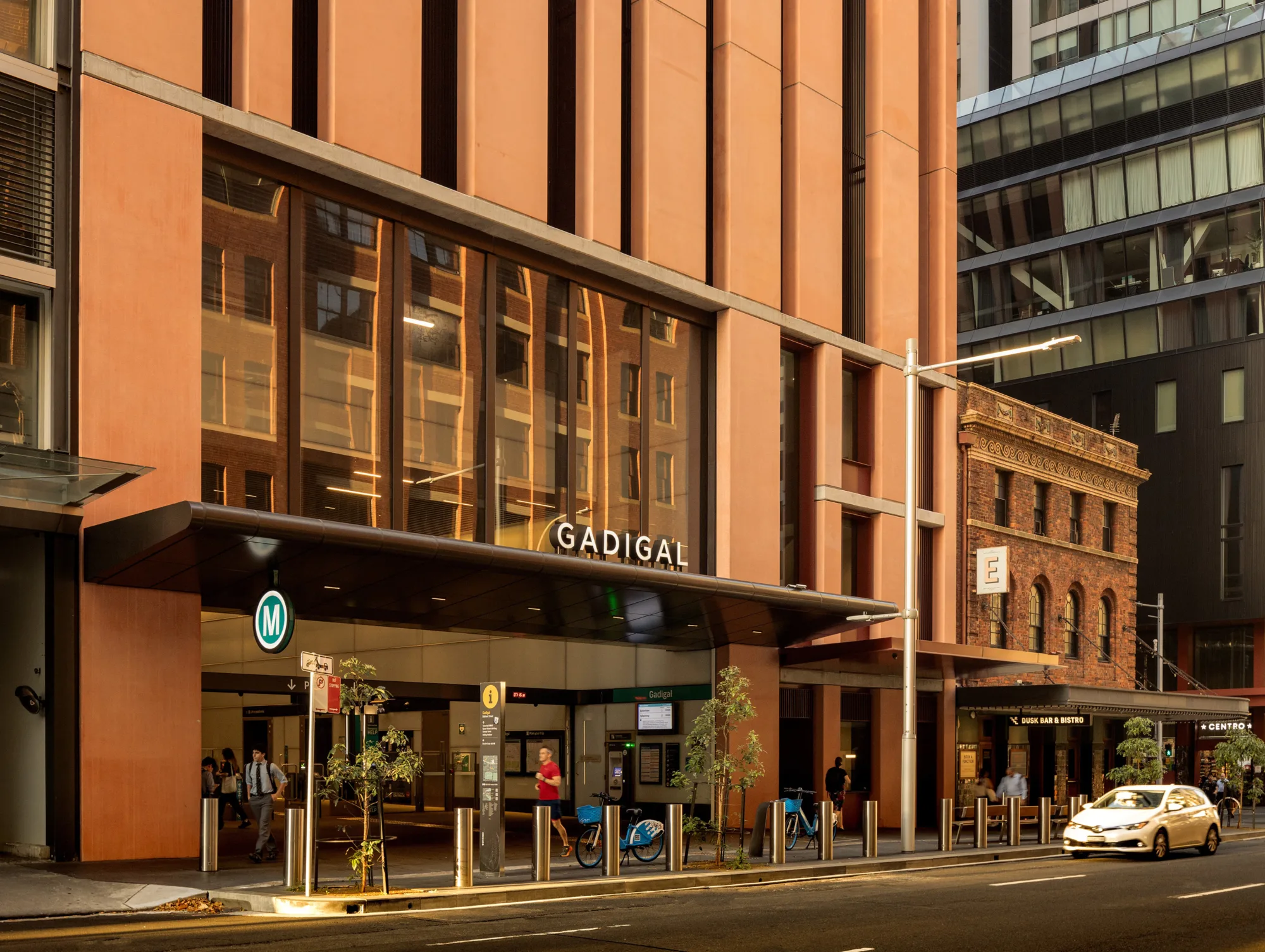 Entrance to Gadigal Metro Station on Bathurst Street.