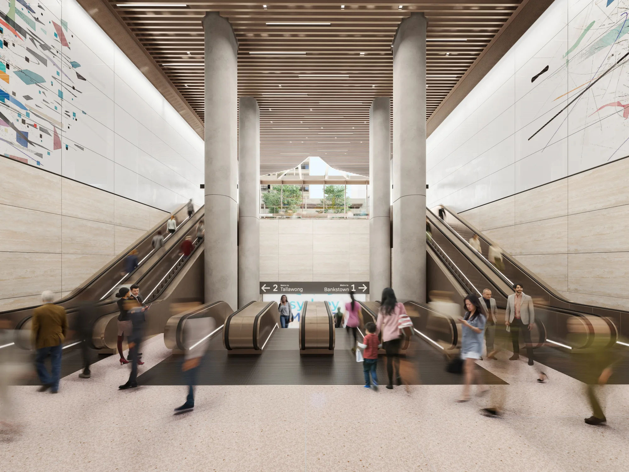 Artist impression of Gadigal Station entrance.
