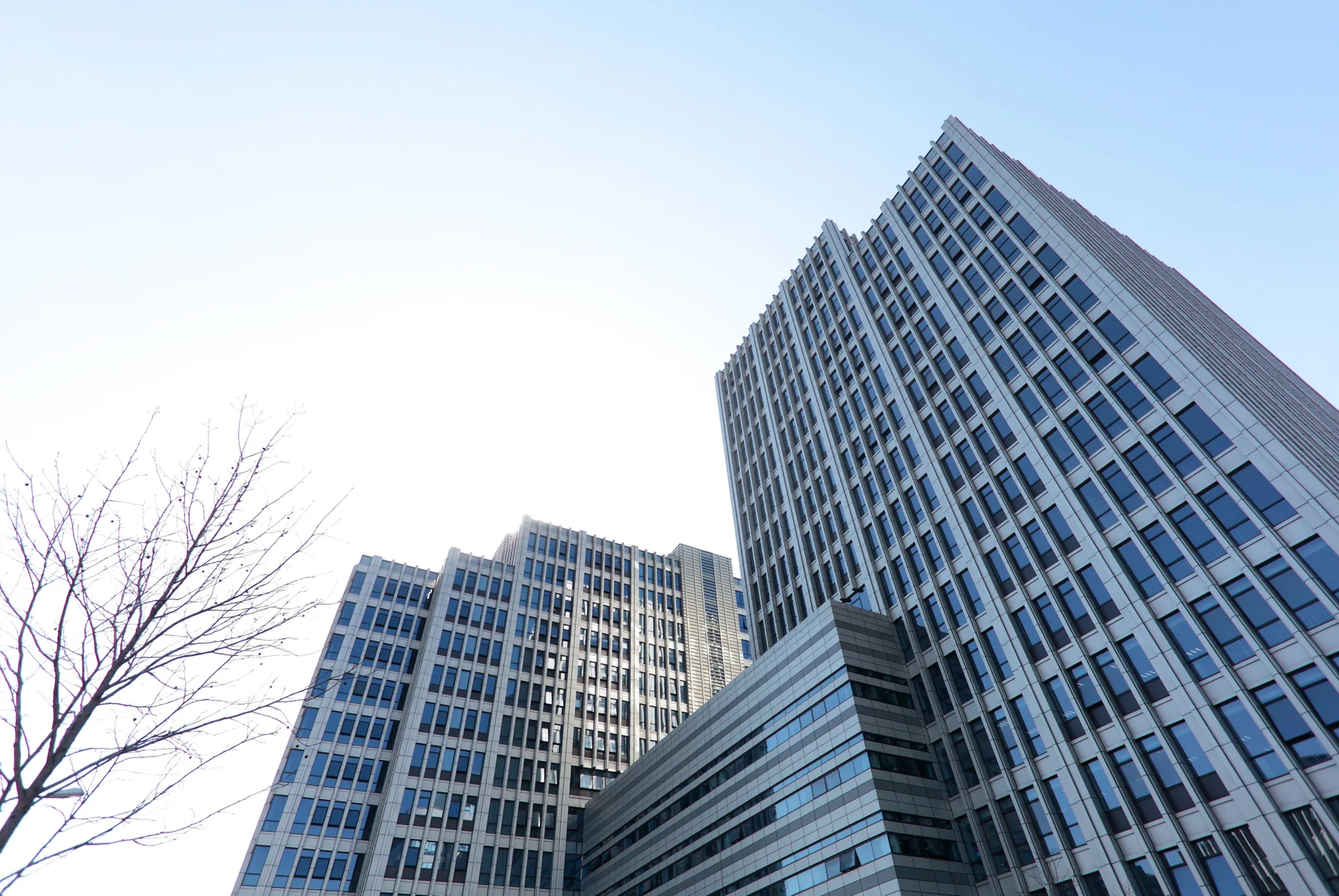 Street-level outdoor view of the towering office building