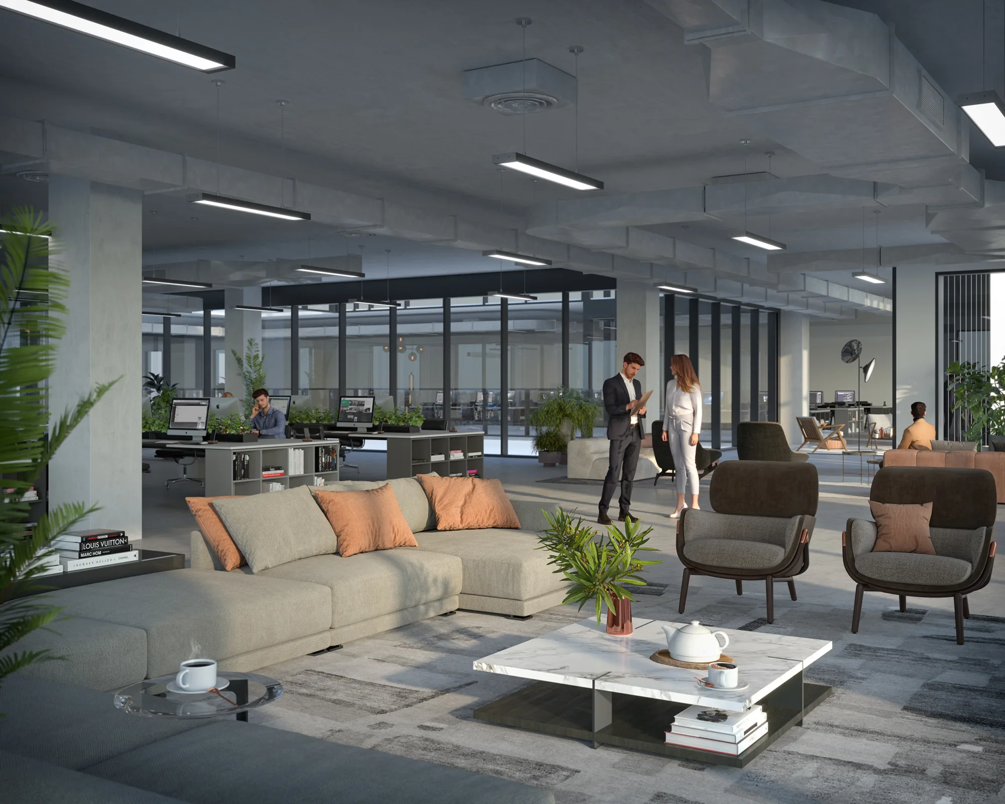 Artist's rendition of interior office floor.