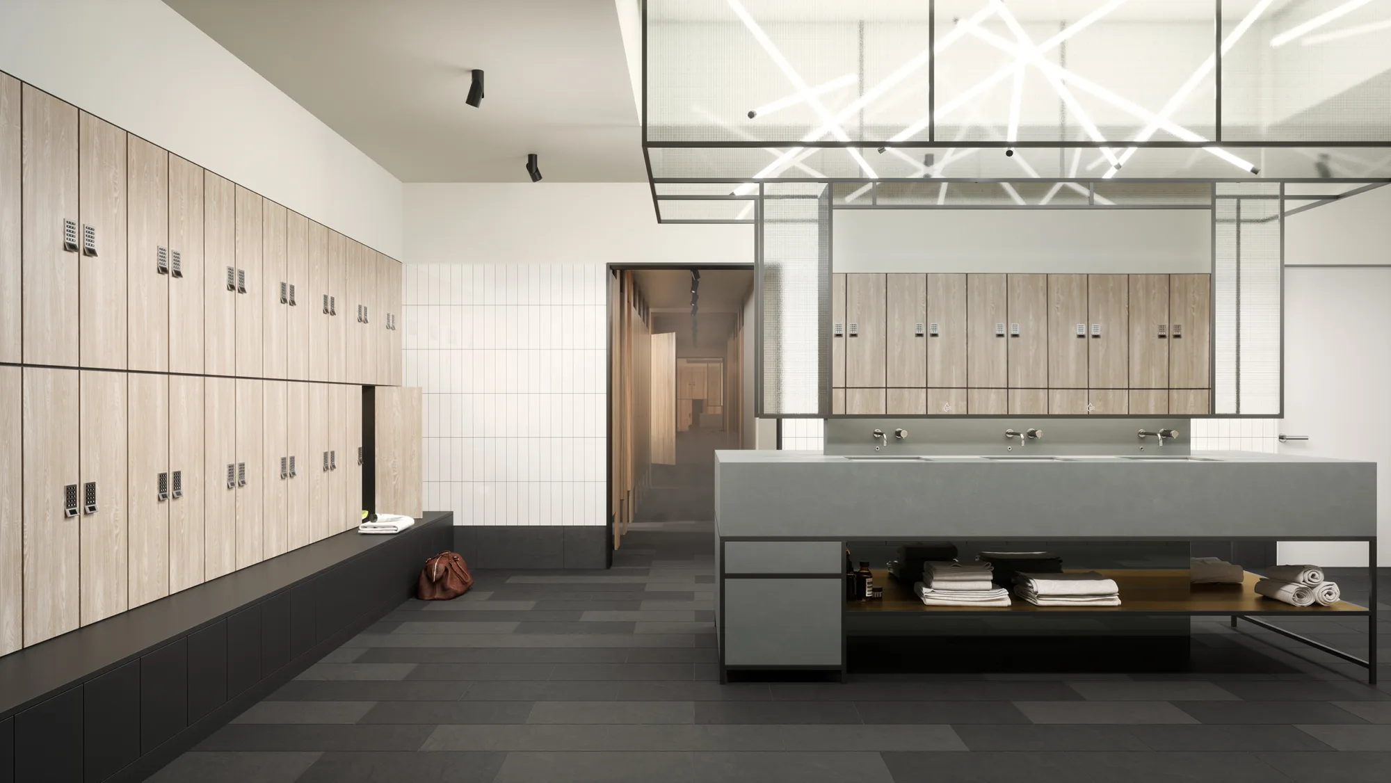 Artist's rendition of interior bathroom spaces.