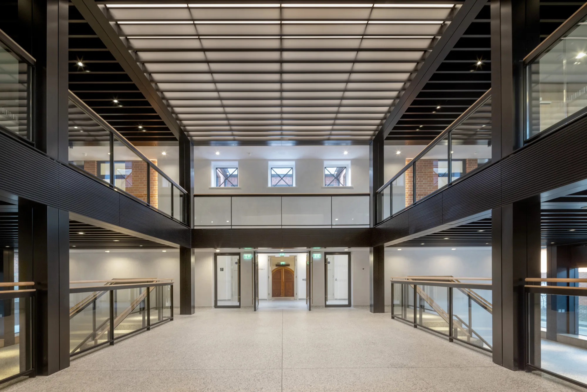 Impressive shot of hallway showcasing lighting attributes of interior.
