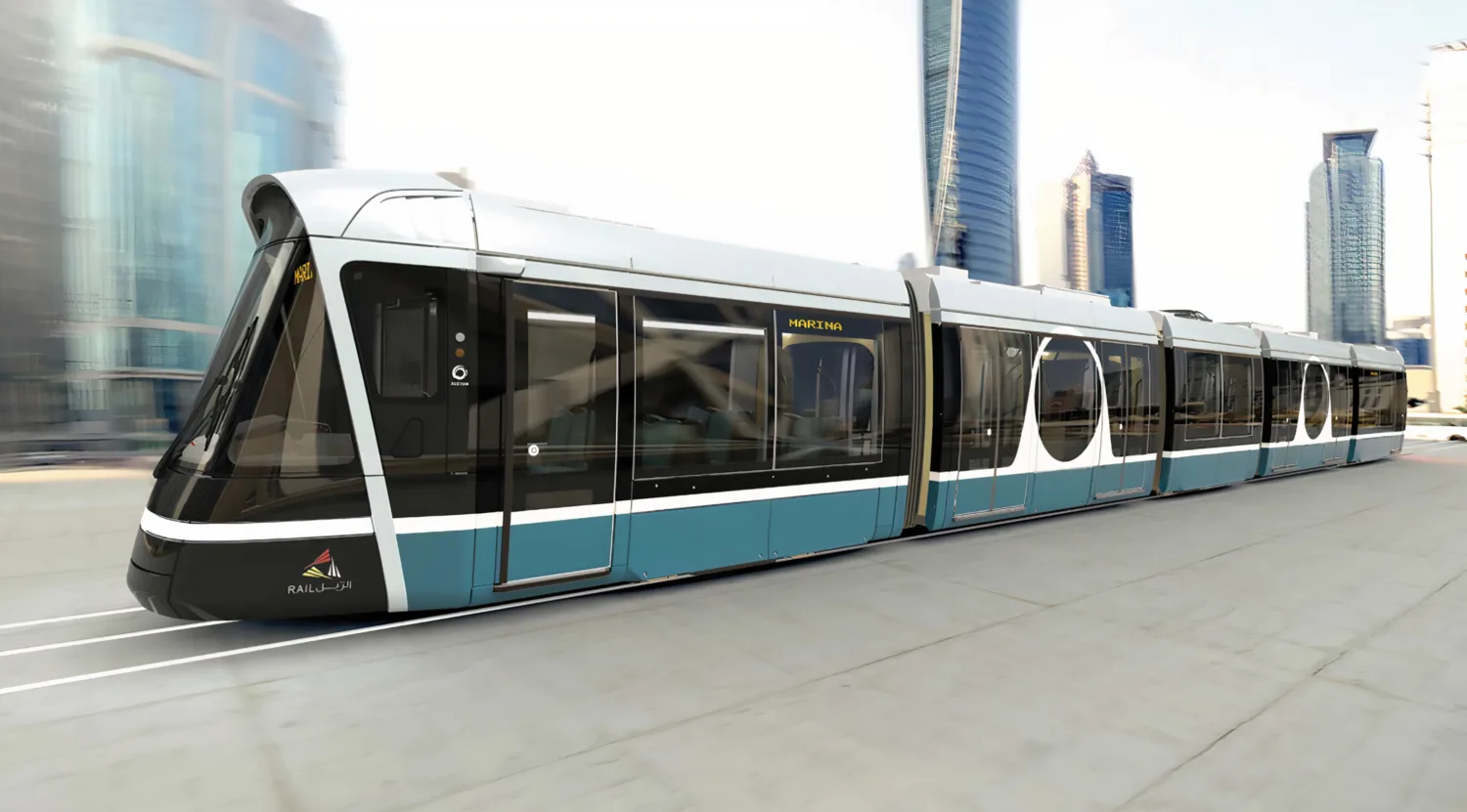 Computer Generated Image of the Lusail LRT tram.