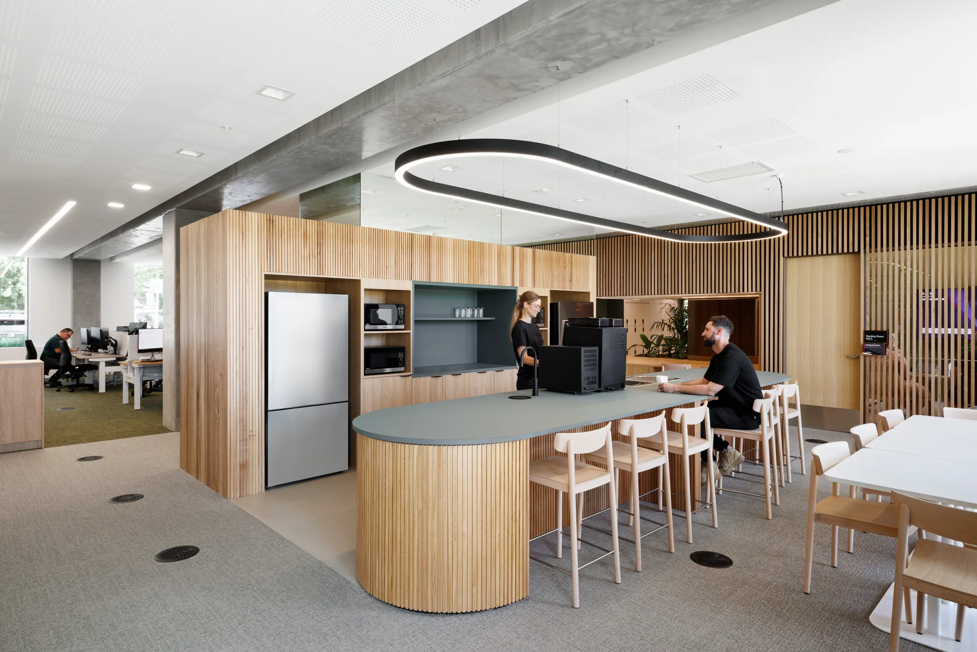 Communal space within the Maribyrnong Community hub featuring kitchen facilities
