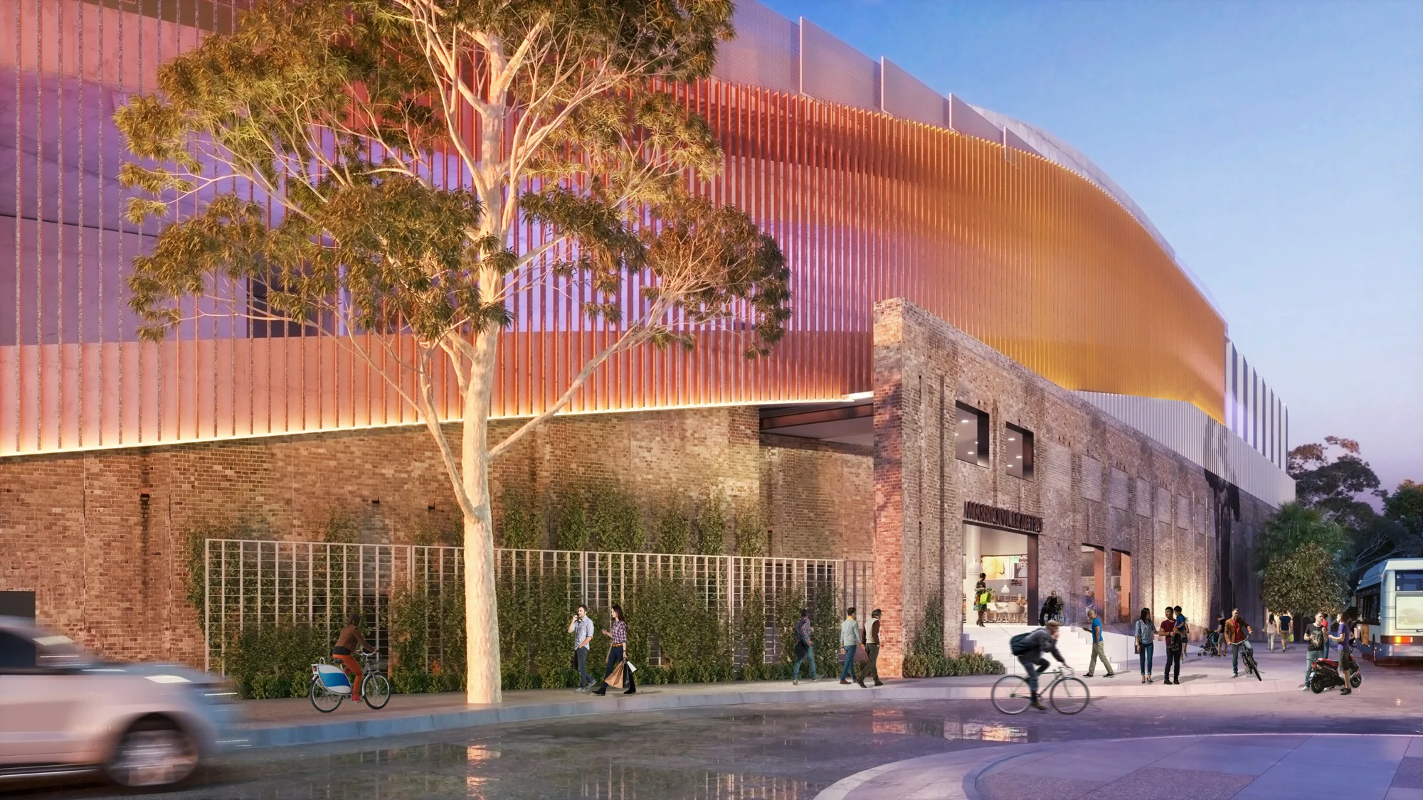 Street view of brickwork and cladding design