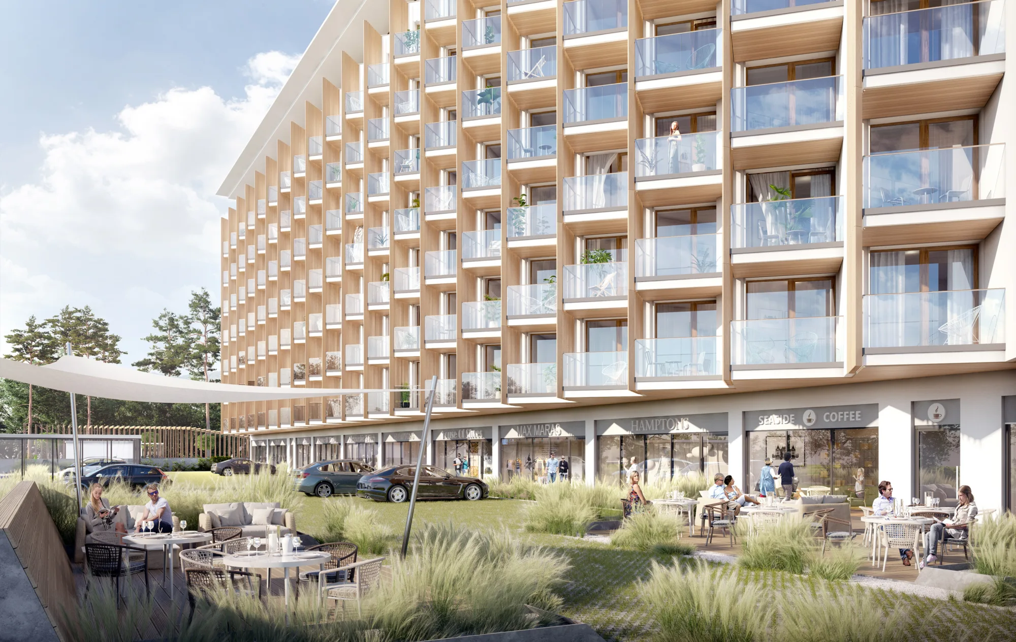 Apartments exterior view surrounded by gardens