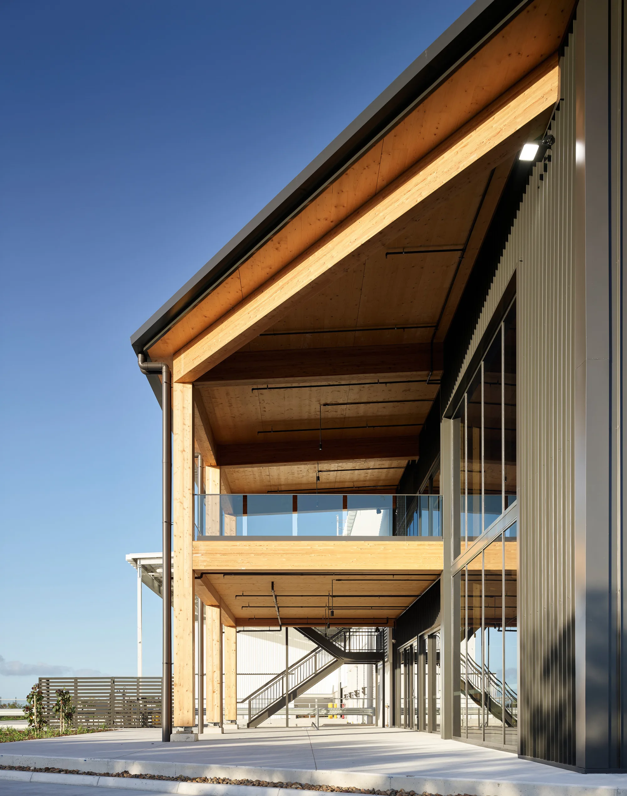 A prefabricated cross-laminated timber structure.