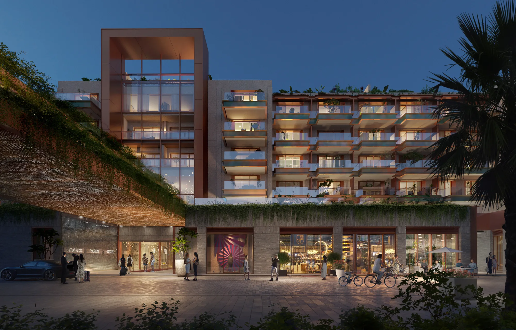 Synchro Yards hotel entrance with boutique retail places