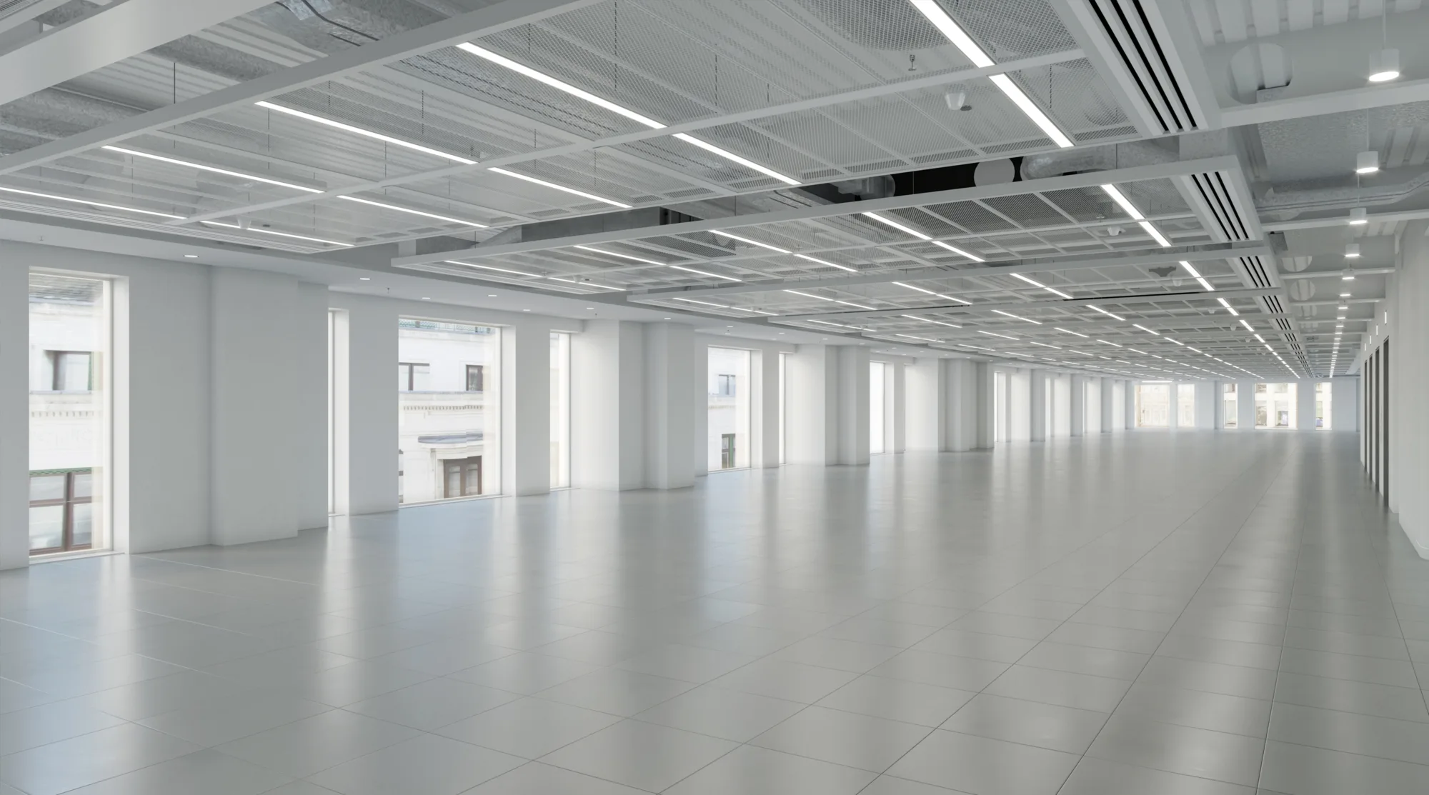Empty floorplate with exposed ceiling.