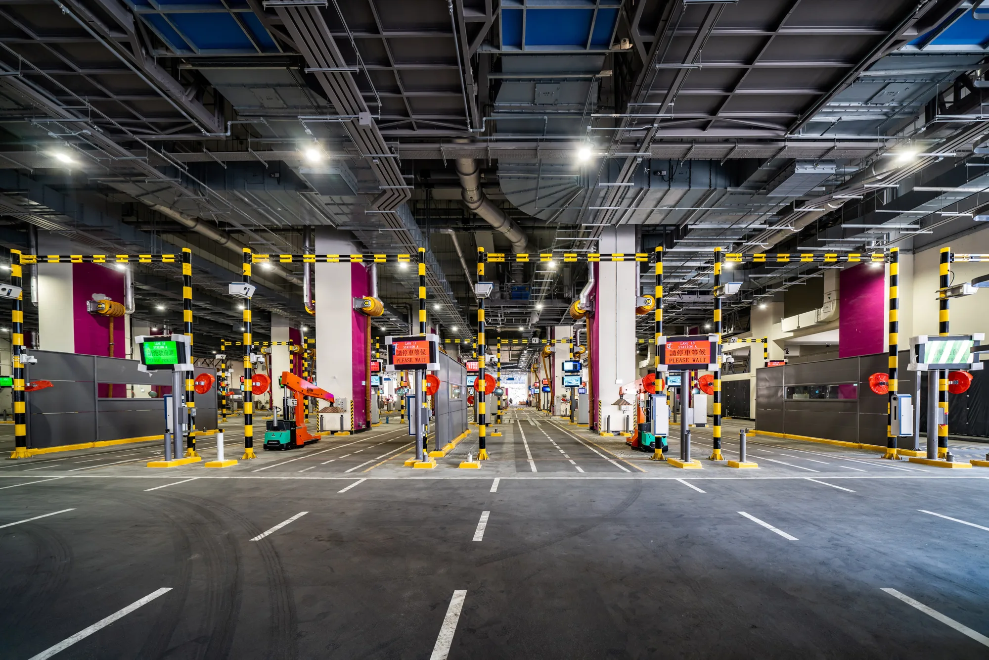 Indoor roads, examination facilities, and equipment within the Transport Department Vehicle Examination Complex