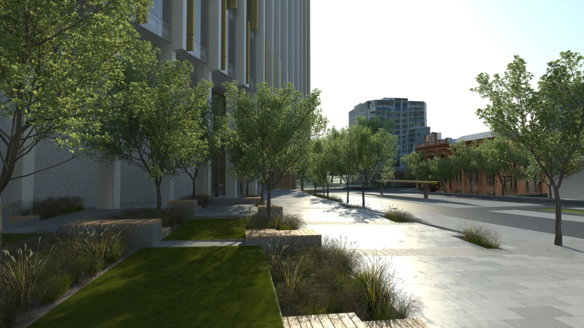 Artist's impression of complex and surrounds from the street.