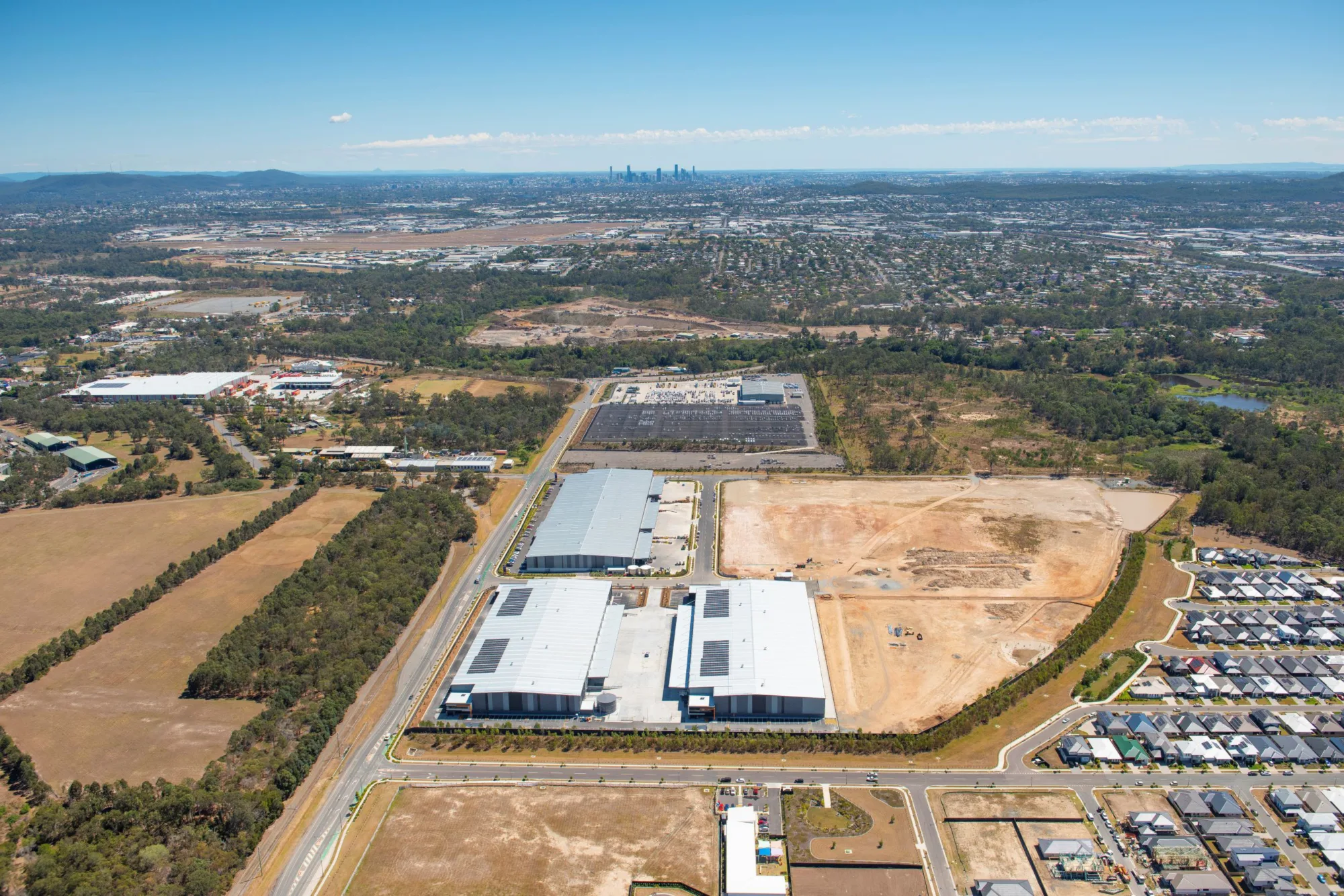 Aerial shot of Willawong distribution centre site including surrounding area