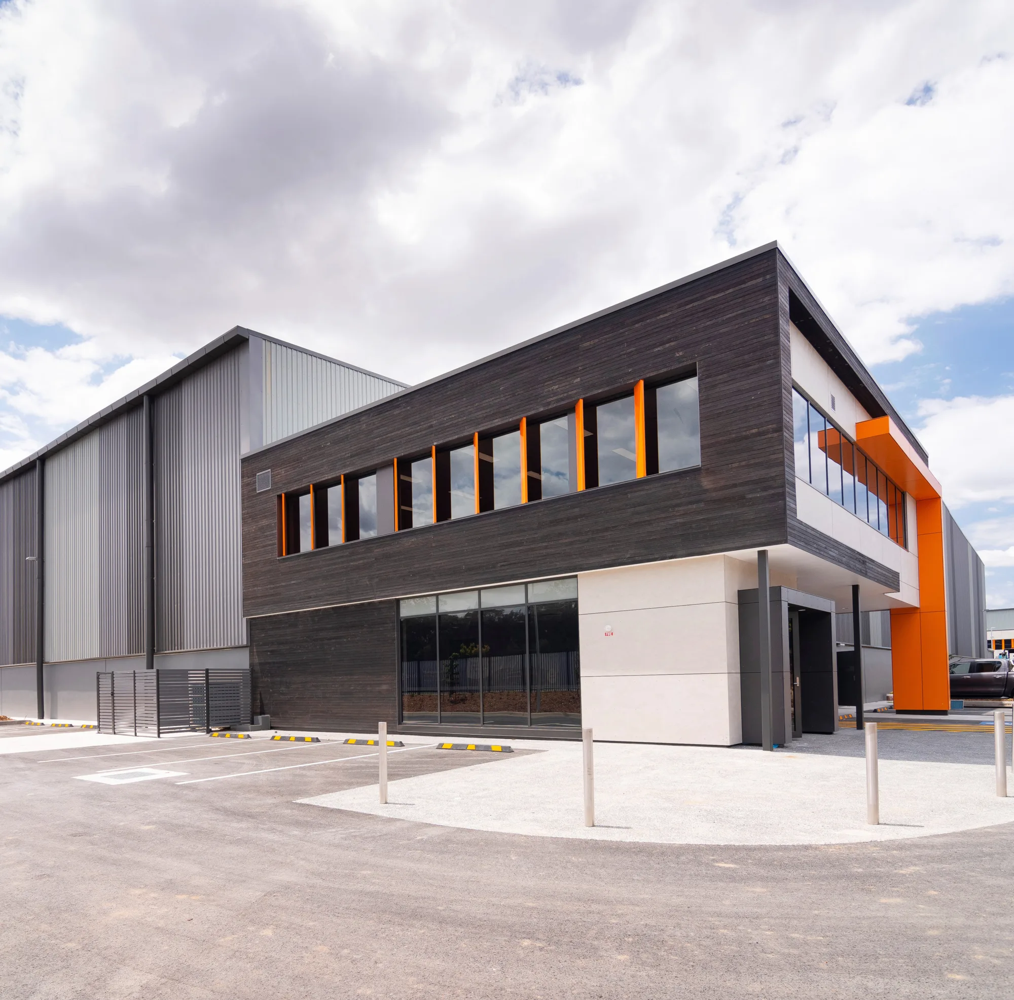 Distribution centre building with sky in background
