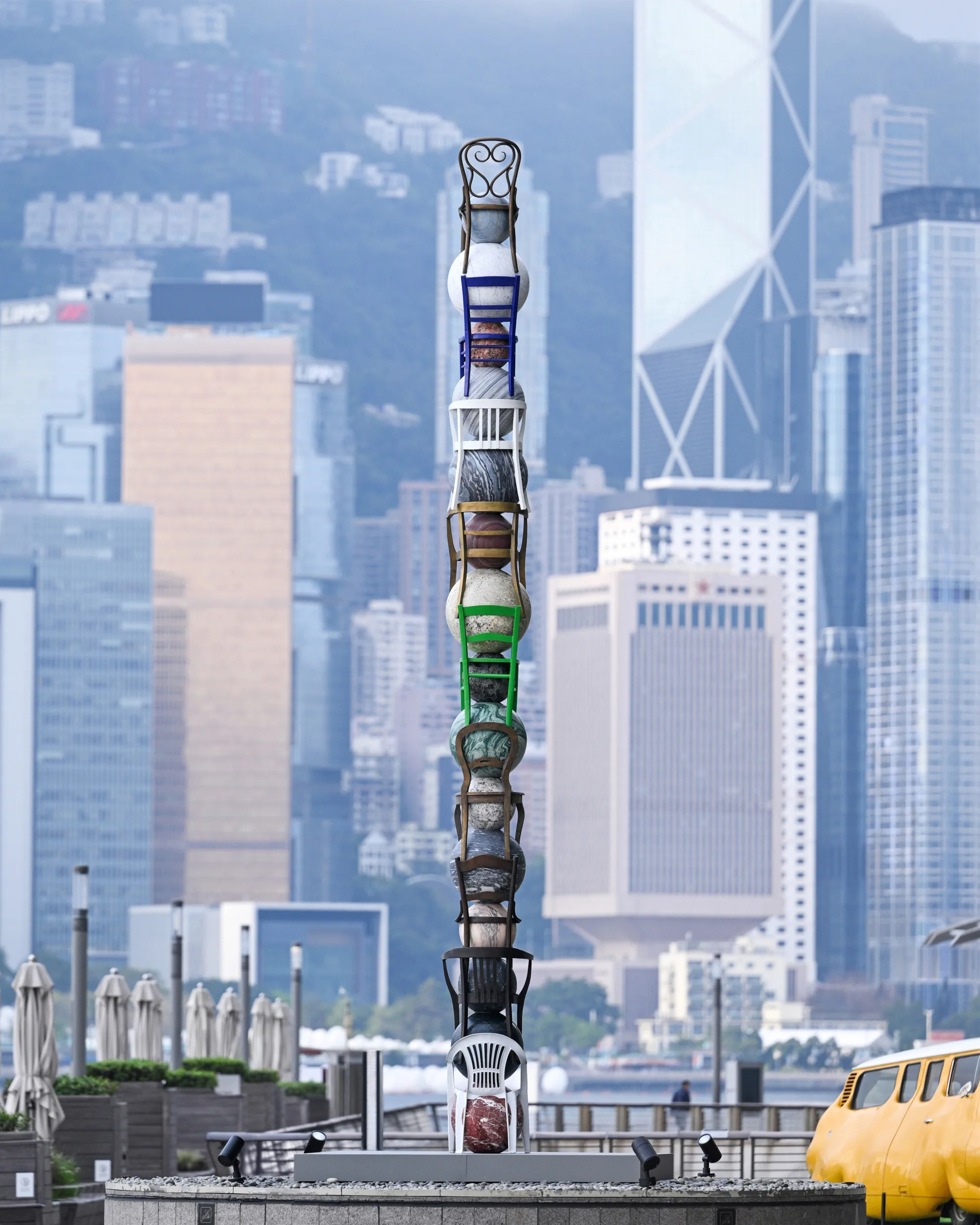 The six-meter outdoor art project created a big contrast to the Hong Kong Skyscrapers