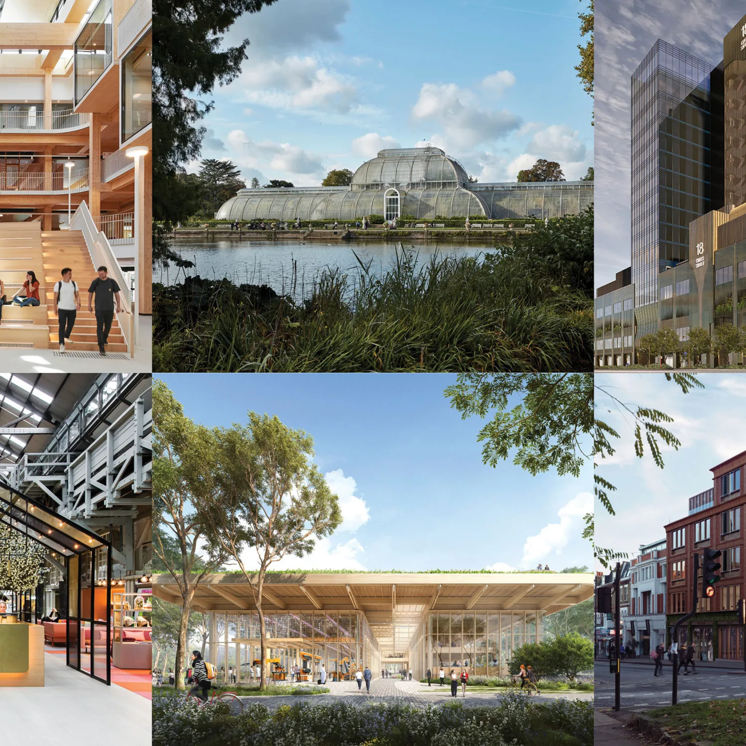 A collage of six projects.